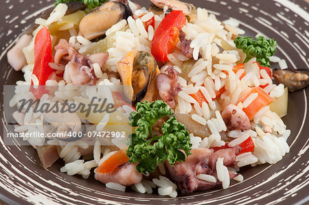 vegetables with rice and seafood