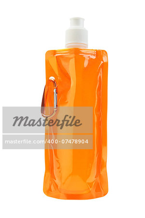 Orange Plastic Water Bag On White Background