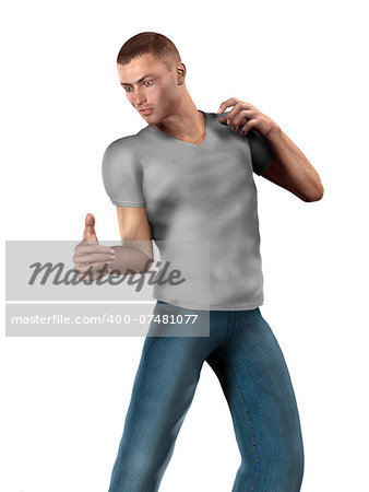 3d illustration of male dancer over white background