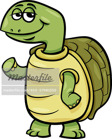 Cartoon Illustration of Funny Turtle Character