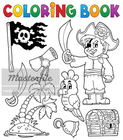 Coloring book pirate thematics 1 - eps10 vector illustration.