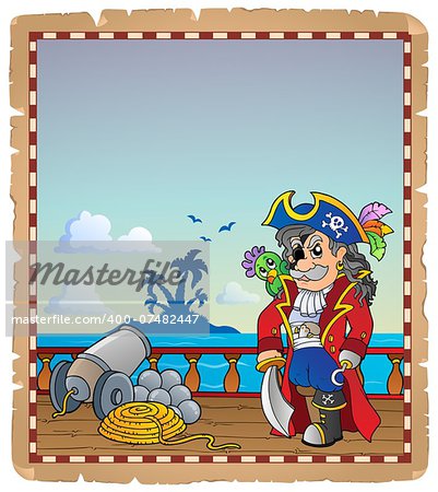 Parchment with pirate ship deck 2 - eps10 vector illustration.