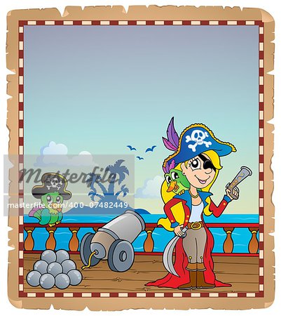 Parchment with pirate ship deck 4 - eps10 vector illustration.