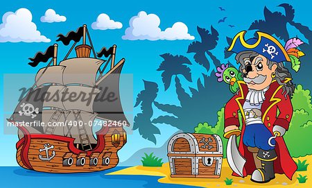 Pirate on coast theme 3 - eps10 vector illustration.