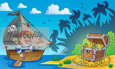 Pirate theme with treasure chest 3 - eps10 vector illustration.