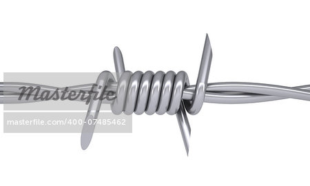Part of barbed wire. Isolated render on a white background