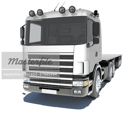 Truck with semitrailer platform. Isolated render on a white background