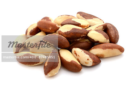 Whole brazil nuts, isolated on a white background