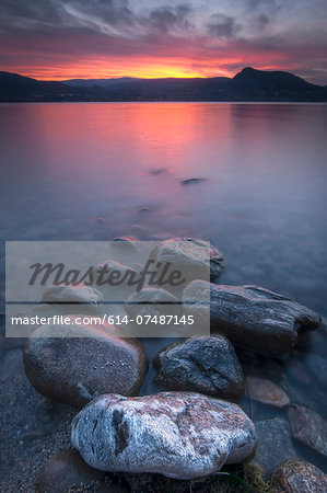 Shoreline rocks, Okanagan Lake, Naramata, British Columbia, Canada