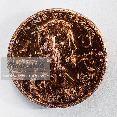 Still life of a scratched one cent coin Still life of a scratched one cent coin
