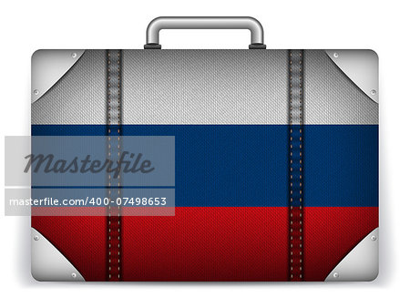 Vector - Russia Travel Luggage with Flag for Vacation