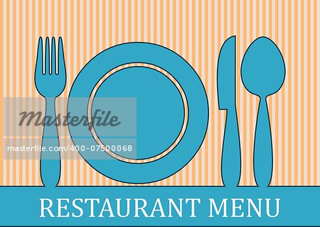 Original restaurant menu design with plate and cutlery
