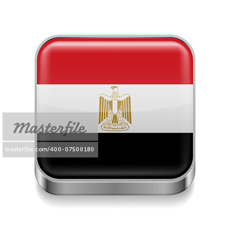 Metal square icon with Egyptian flag colors