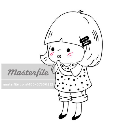 Girl in doodle style, isolated on white background.Vector illustration.