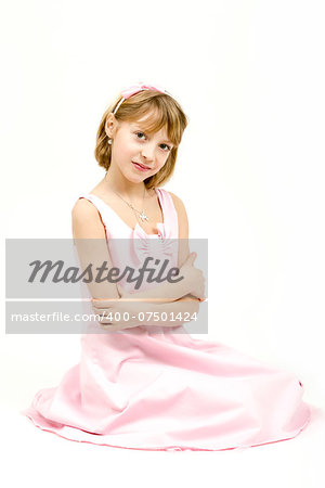 Studio portrait of young beautiful girl with nice eyes on white background