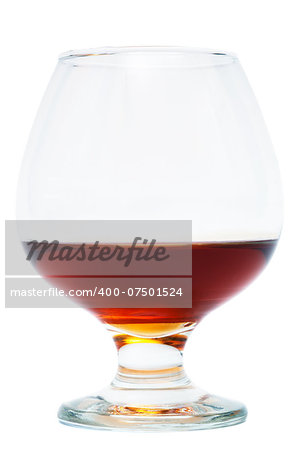 nice glass of cognac on a white background