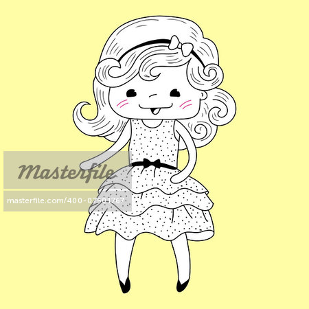 Girl in doodle style, isolated on background.Vector illustration.