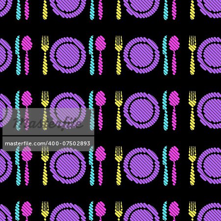 Vector seamless pattern with colorful restaurant menu icons