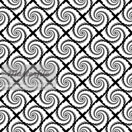 Design seamless monochrome spiral geometric pattern. Abstract diagonal textured background. Vector art