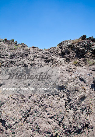 Cold volcanic lava in Vesuvius crater - Naples - Italy