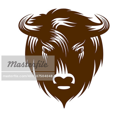 Illustration of buffalo head isolated on white background