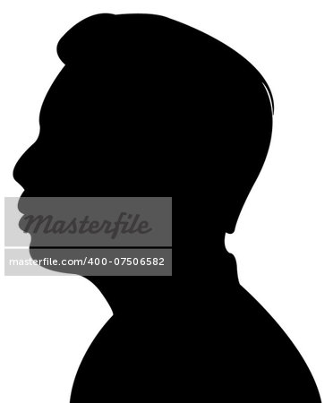 Silhouette of a mans head in black, vector