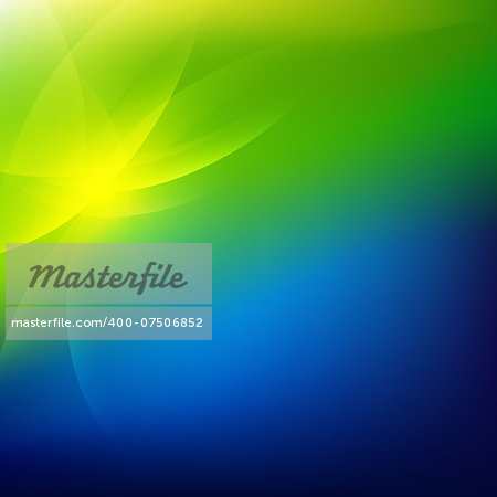 Green And Blue Nature Background, With Gradient Mesh, Vector Illustration