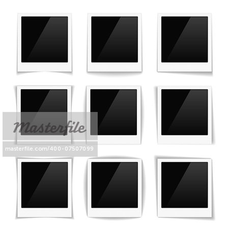 Set of striped photo frames with different shadows, vector eps10 illustration