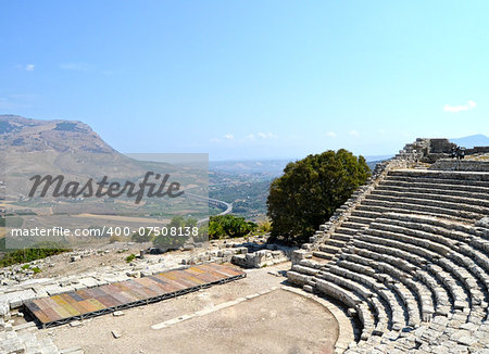 Archaeological site with the temple and theater - Segesta