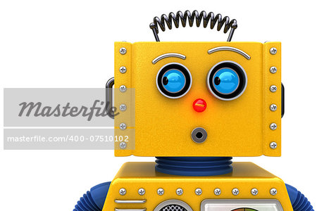 Toy robot looking to the left. Image can be flipped for opposite look.