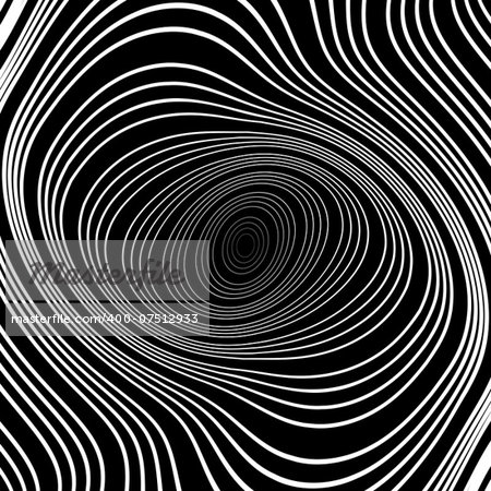 Design monochrome whirl ellipse movement background. Abstract stripy warped twisted backdrop. Vector-art illustration