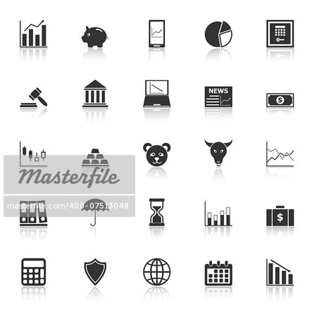 Stock market icons with reflect on white background, stock vector