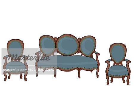 Vector baroque objects retro chair and a sofa