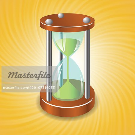 colorful illustration with sandclock on a sun wave background for your design