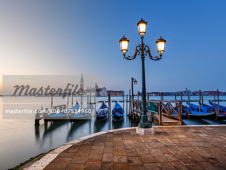 Grand Canal Embankment and San Giorgio Maggiore Church at Dawn, Venice, Italy