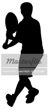 tennis player boy silhouette vector