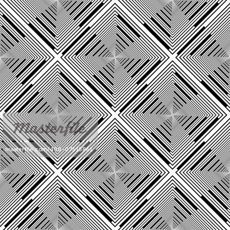 Design seamless monochrome rhombus stripy pattern. Abstract geometric textured background. Vector art