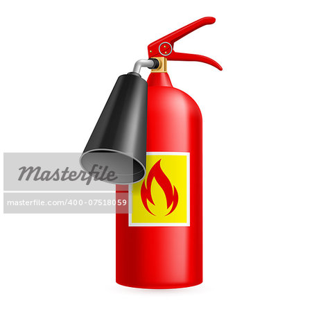 Red fire extinguisher isolated on white. Fire safety
