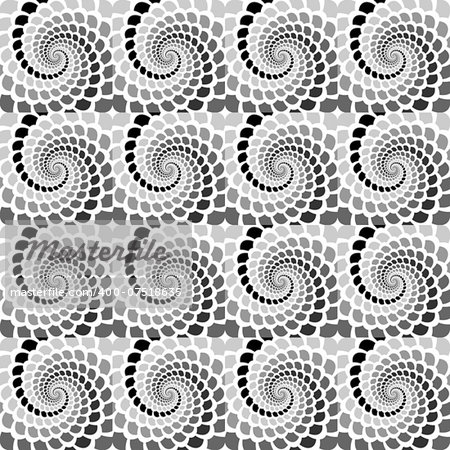 Design seamless monochrome helix movement snakeskin pattern. Abstract background in op art style. Vector art