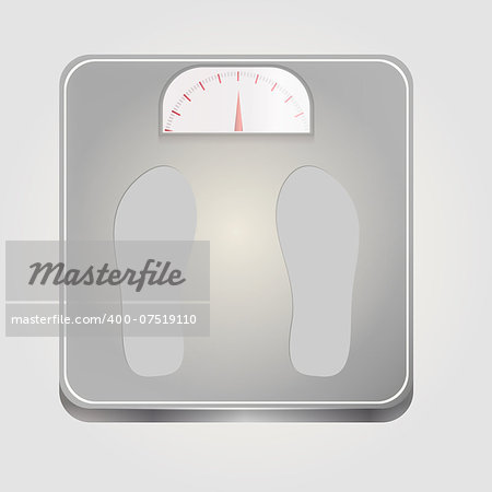 Square mechanic floor scales with footprint. Isolated vector illustration on white.