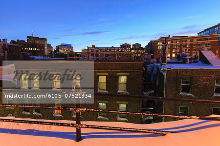 Buildings in a city after blizzard in Boston, Suffolk County, Massachusetts, USA