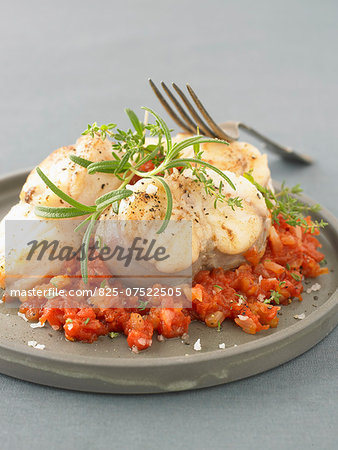 Monkfish with tomatoes