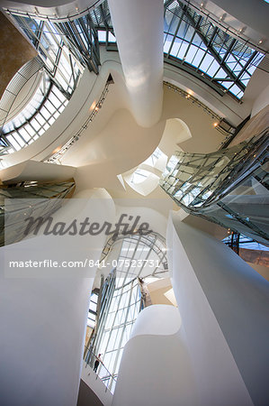 Architect Frank Gehry's Guggenheim Museum futuristic architectural design interior at Bilbao, Basque country, Spain