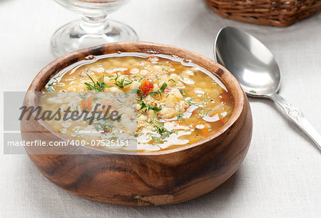 bowl of Italian Minestrone soup close up