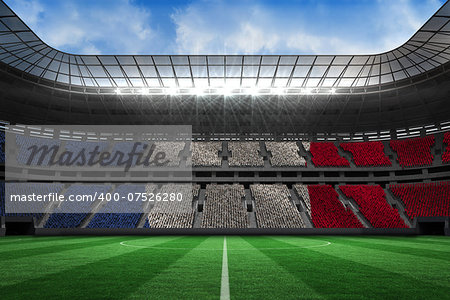 Digitally generated france national flag against large football stadium