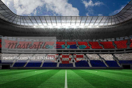 Digitally generated croatia national flag against large football stadium