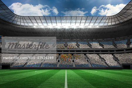Argentinian flag against large football stadium