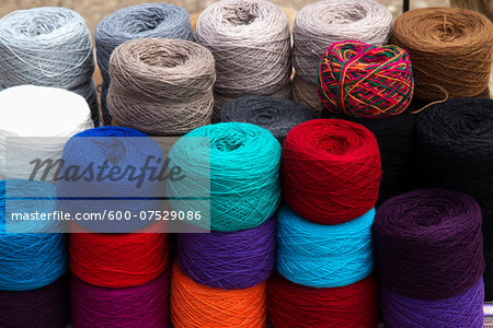 Yarns at Roadside Weaving Vendor, Altiplano Region, Peru