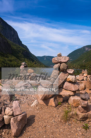 Rock Balancing formations, Hautes-Gorges-de-la-Riviére-Malbaie National Park, Charlevoix, Quebec, Canada