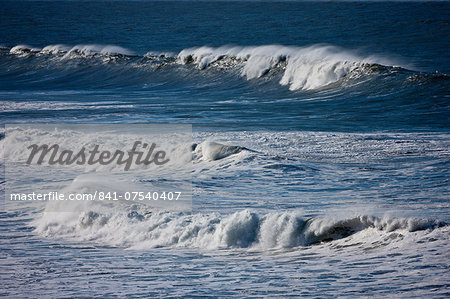 Rolling waves in the sea at Woolacombe, North Devon, UK